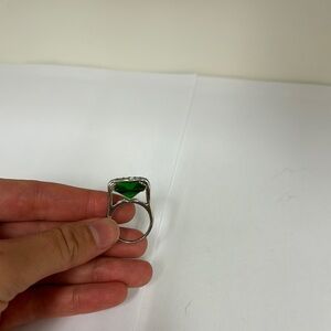 Elegant Silver and Green Gemstone Ring